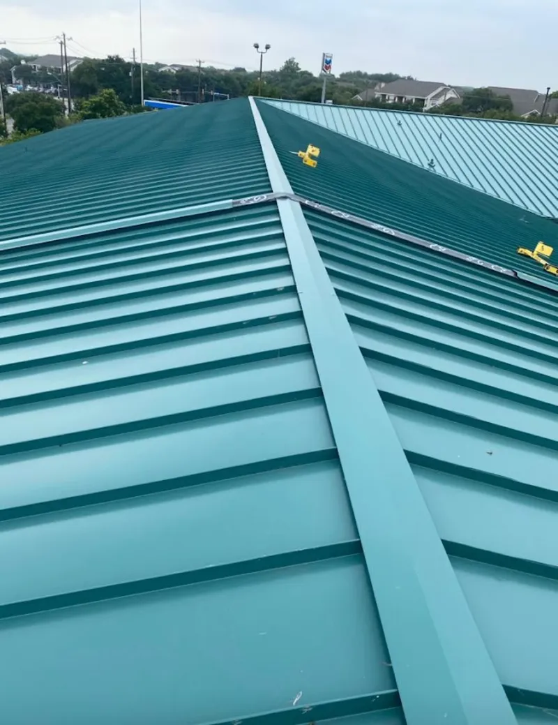 Green commercial metal roof ridge and valley for Metal Roof Repair in University of California-Santa Barbara